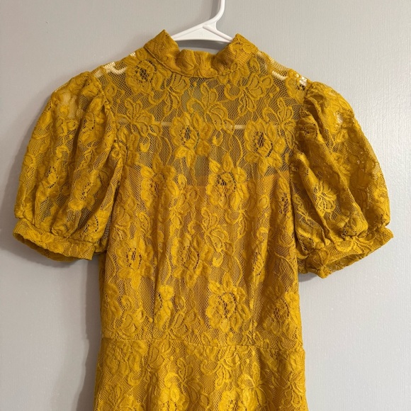 ASOS Mini Lace Dress in Yellow Size 0 - Picture 8 of 13